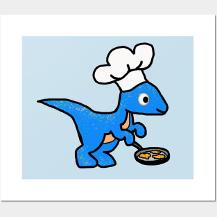 Hanukkah Velociraptor with Chef's Hat (No Text) Posters and Art